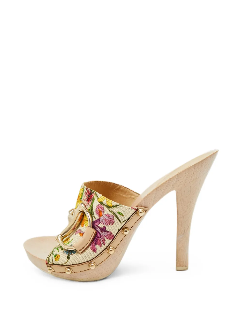 Gucci Pre-Owned Flora Horsebit clogs - Nude