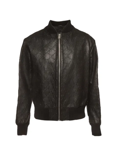 Gucci Pre-Owned GG Monogram leather bomber jacket