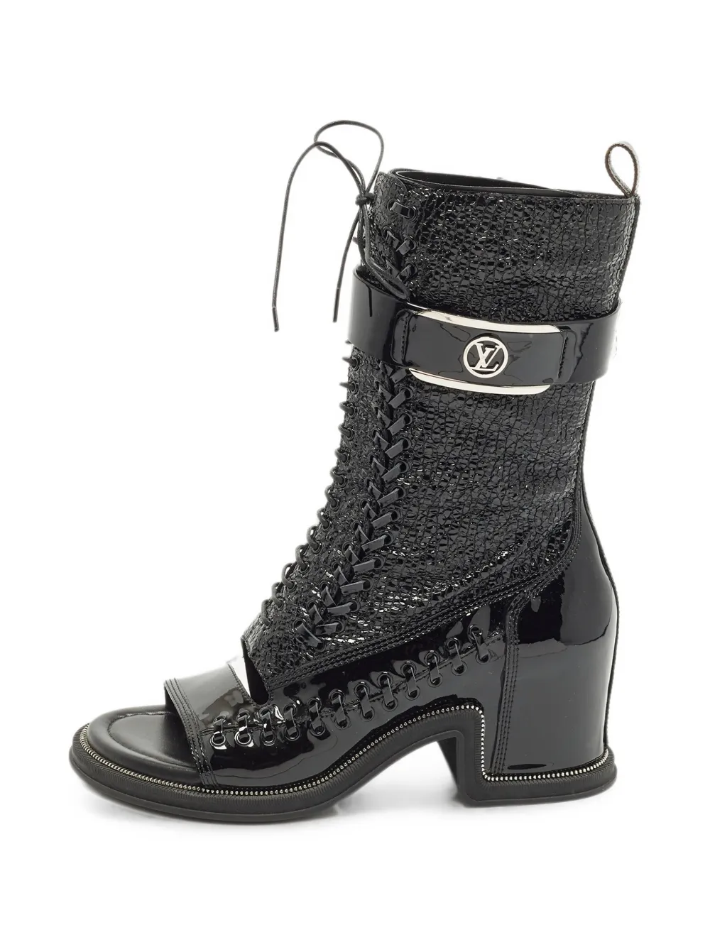 Louis Vuitton Pre-Owned Moonlight open-toe lace-up ankle boots - Nero
