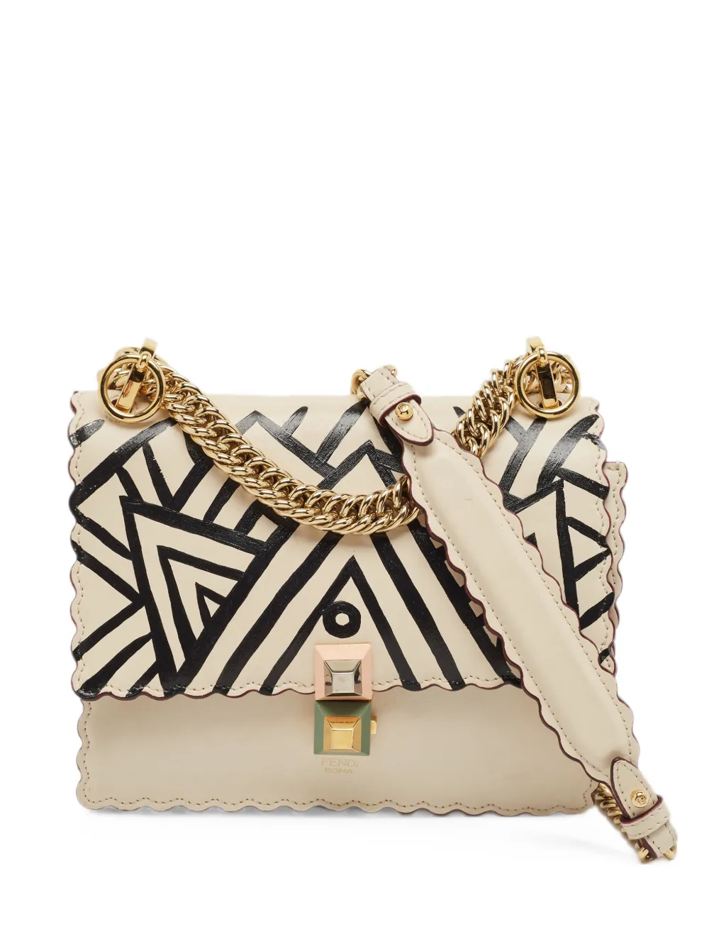 Fendi Pre-Owned 2019 small Kan I scalloped cross body bag - Nude