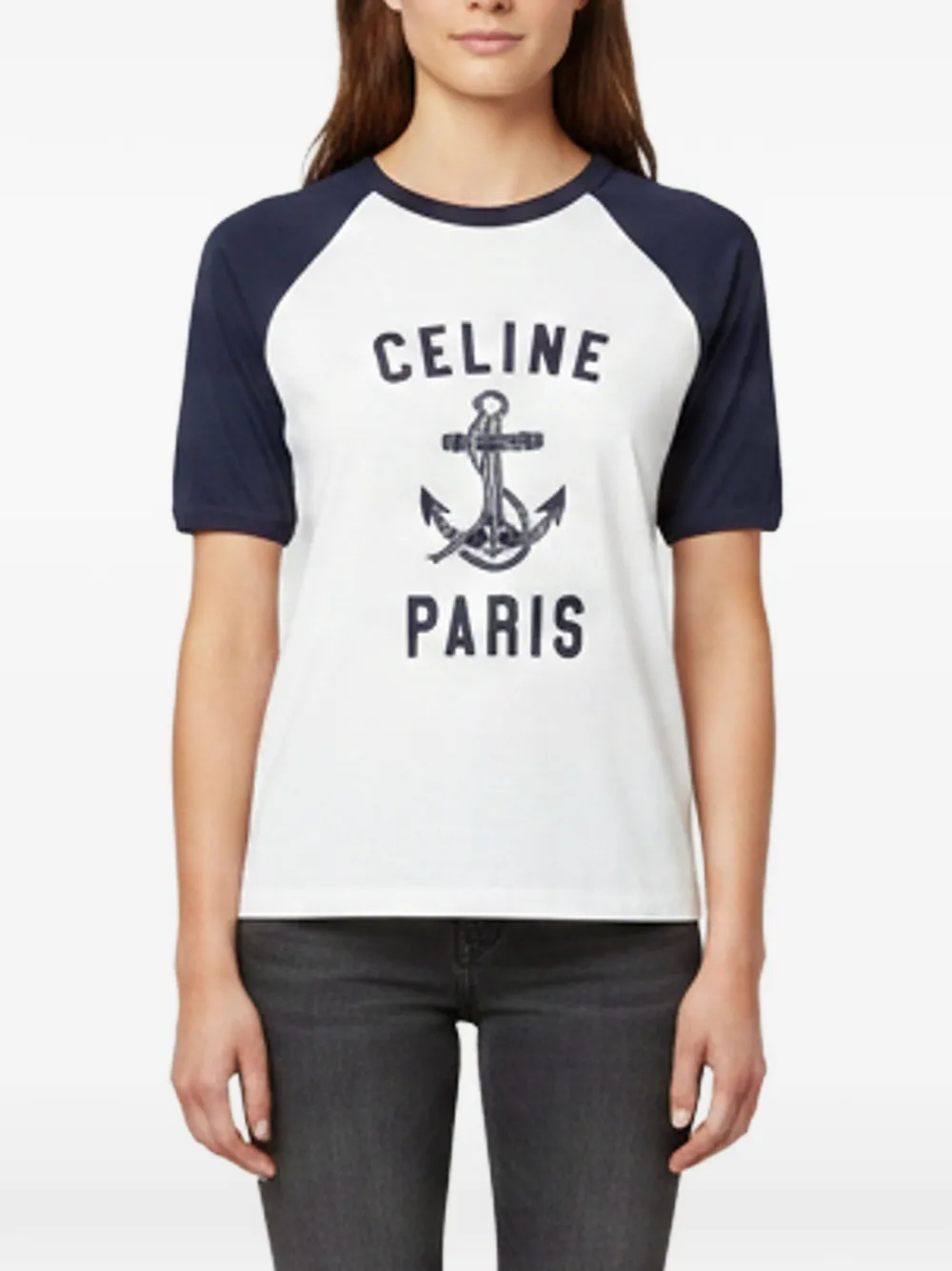Celine Pre-Owned logo print raglan sleeve T-shirt - Weiß