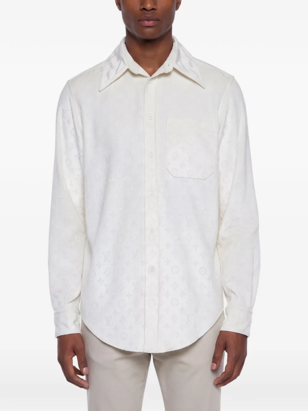 Louis Vuitton Pre-Owned monogram embossed velvet shirt - Bianco