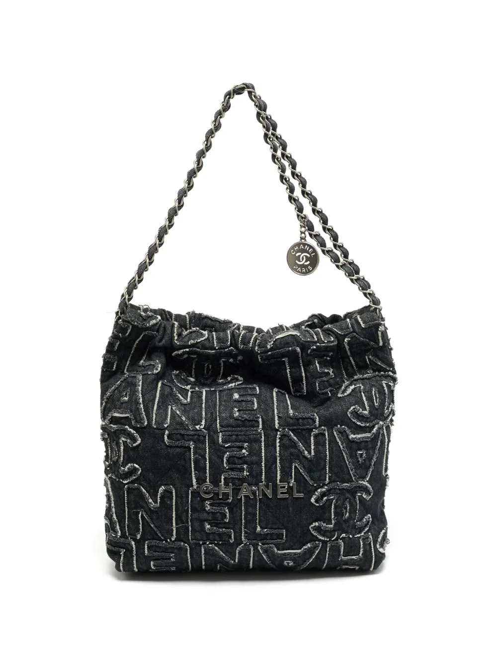 CHANEL Pre-Owned Chanel 22 logo-patchwork shoulder bag - Nero