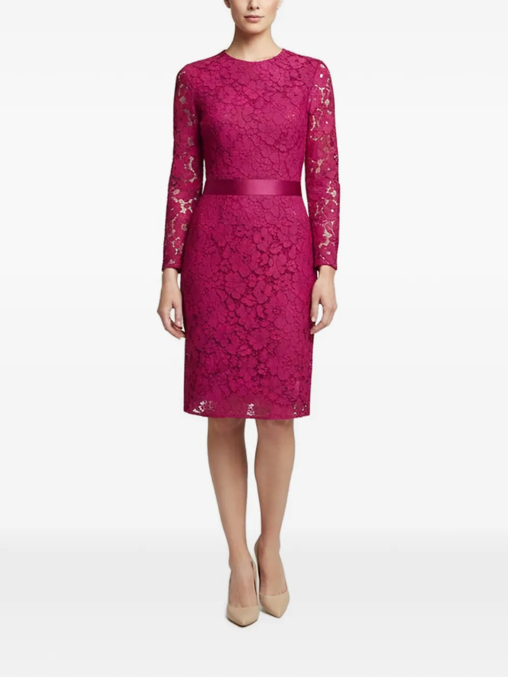 Carolina Herrera Vintage robe mi-longue à dentelle fleurie - Rose Carolina Herrera Vintage robe mi-longue à dentelle fleurie - Rose