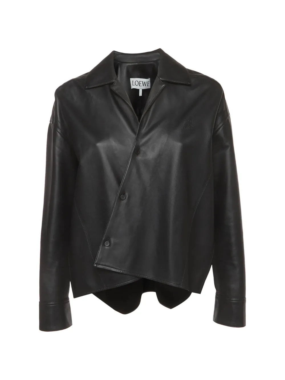 Loewe Pre-Owned asymmetric-hem leather jacket - Schwarz