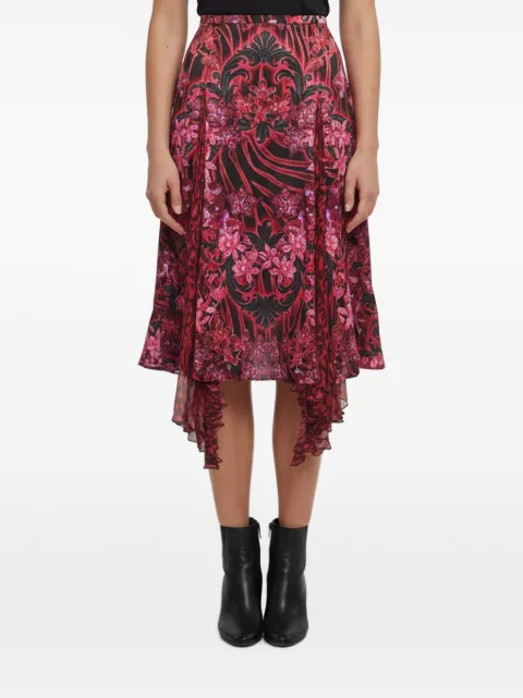 Versace Pre-Owned orchid-print asymmetric midi skirt