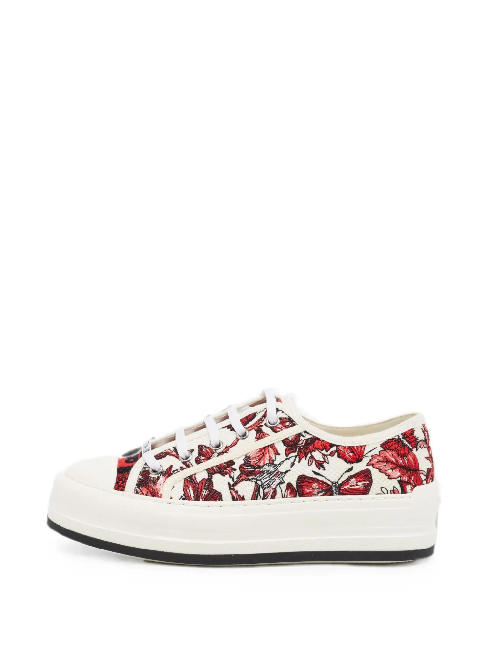 Pre-owned Dior Walk'n' Floral-embroidered Sneakers In White