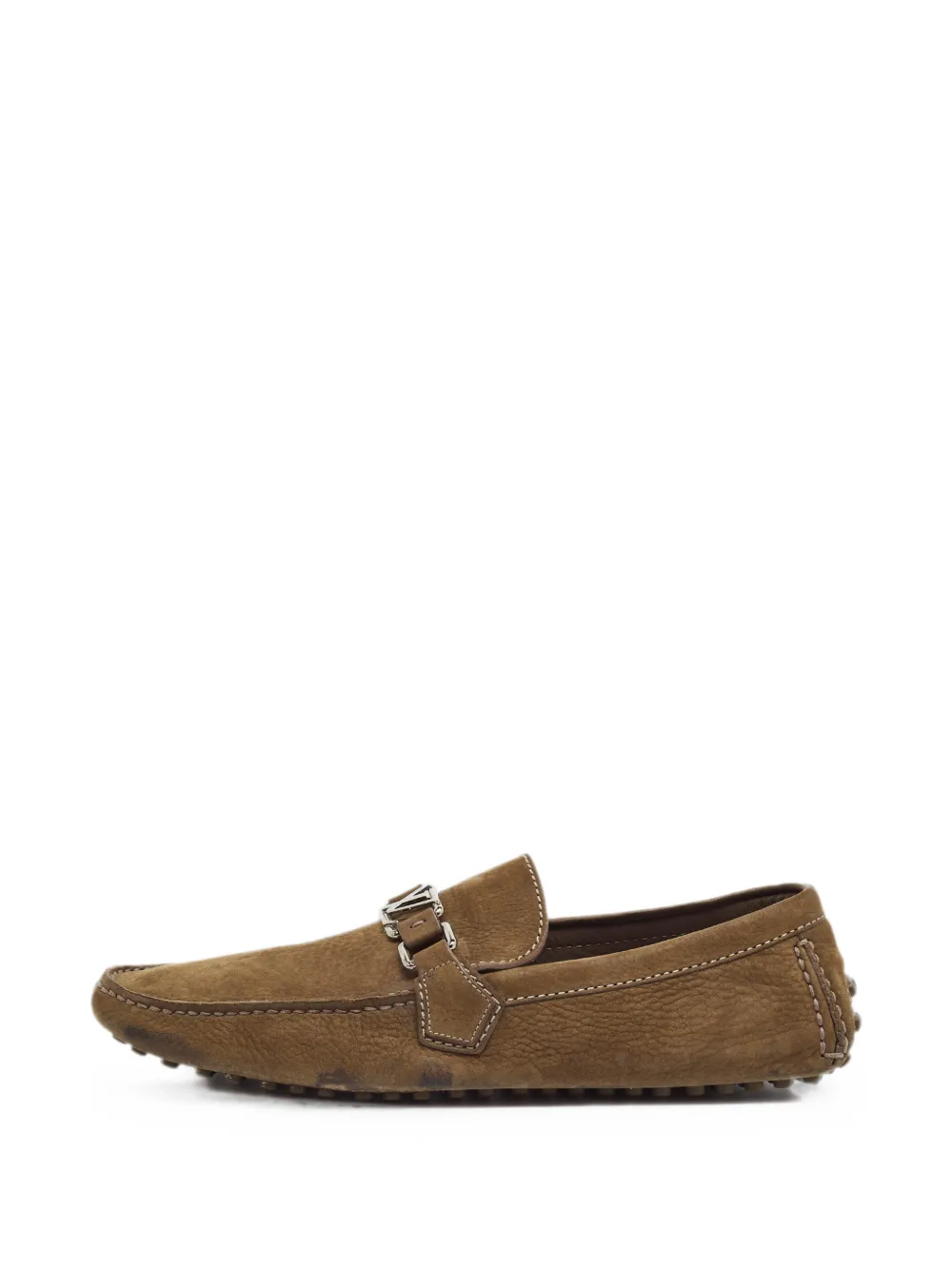 Louis Vuitton Pre-Owned Hockenheim suede loafers - Braun