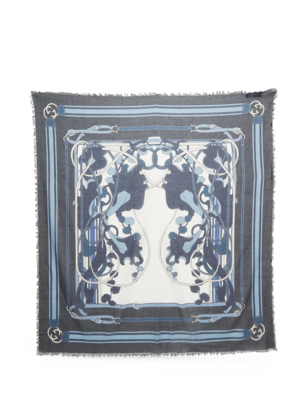 Gucci Pre-Owned Equestrian Belt fringed scarf - Blu