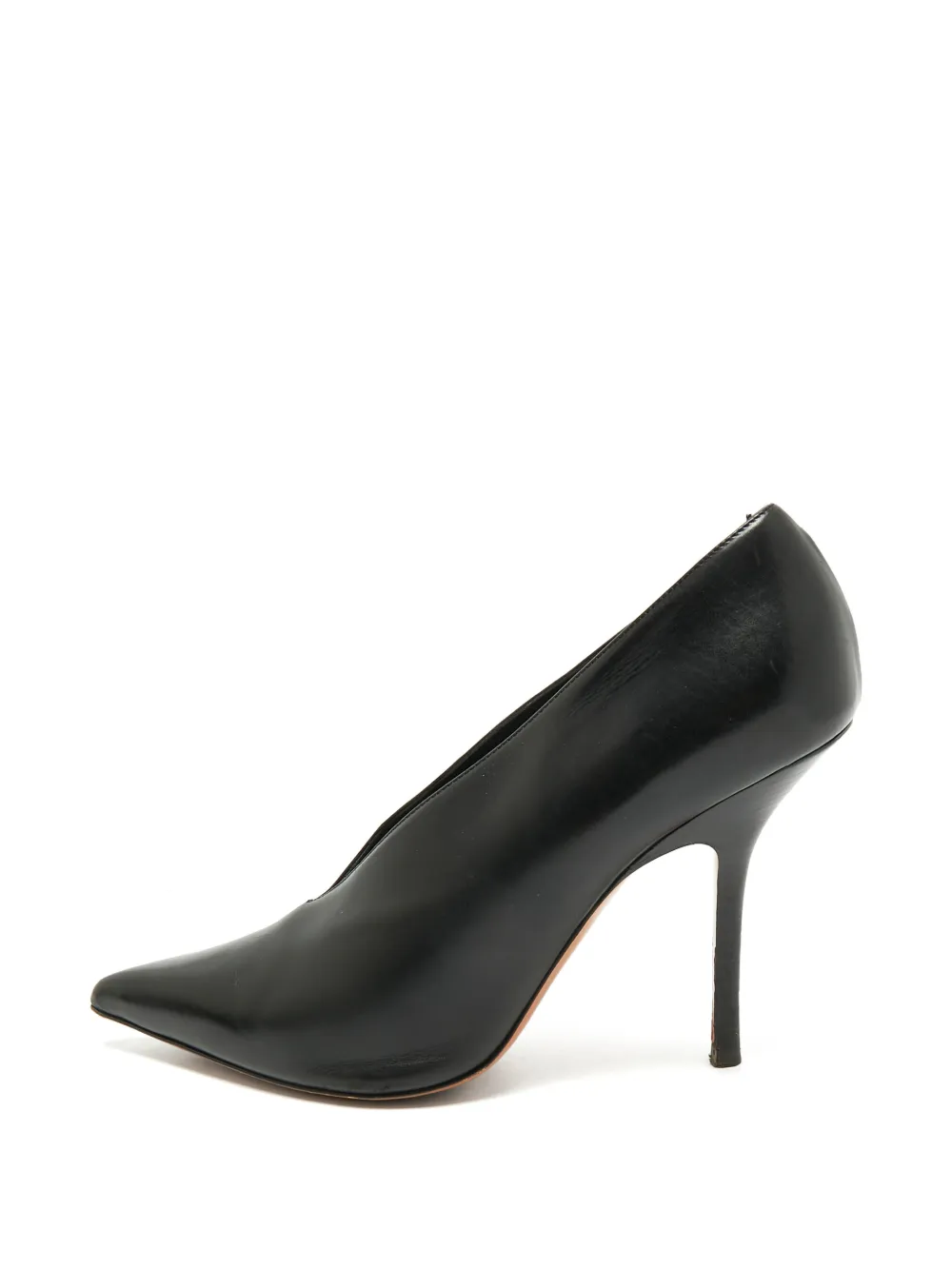 Celine Pre-Owned V-neck pointed-toe leather pumps - Nero