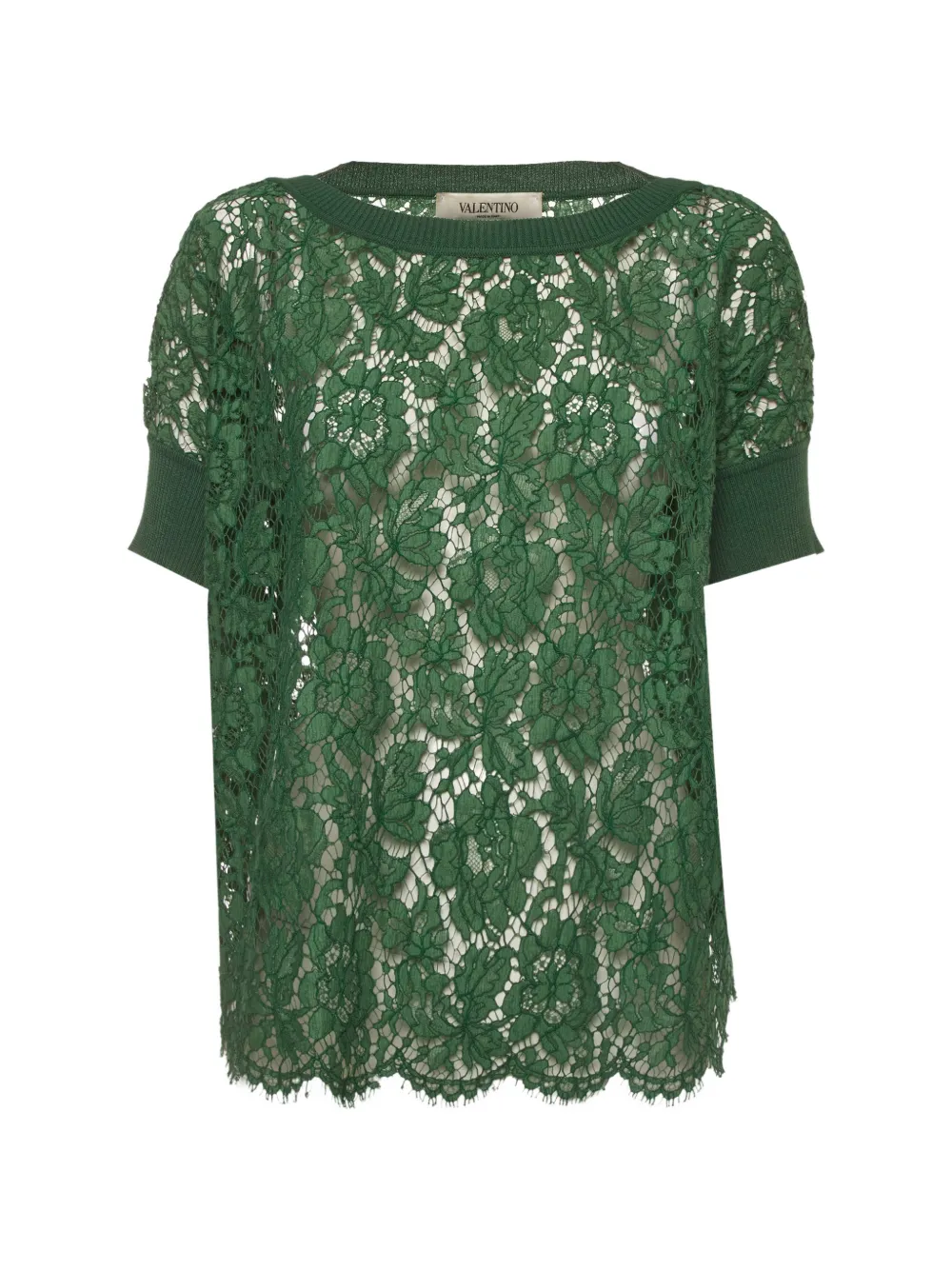 Valentino Garavani Pre-Owned floral lace boat neck top - Verde