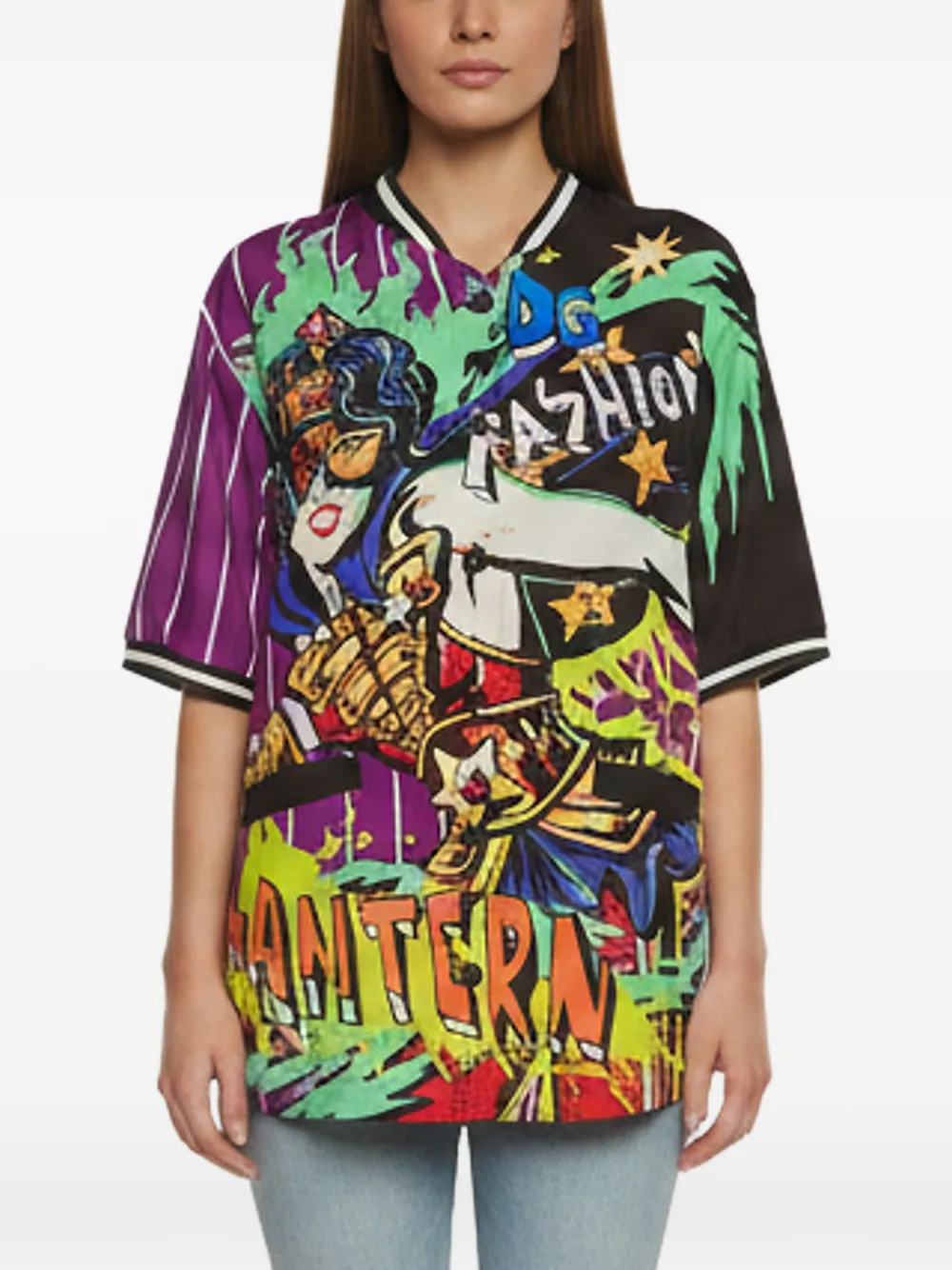 Pre-owned Dolce & Gabbana Printed Crepe T-shirt In Black