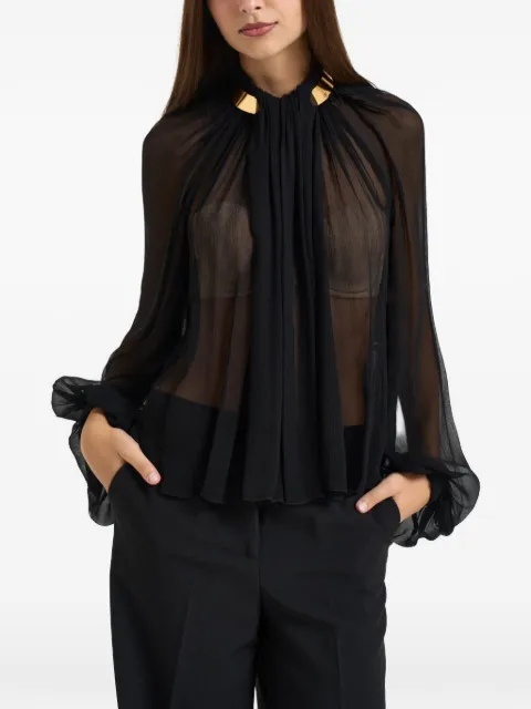 Elisabetta Franchi blouse in crepon fabric with jewel collar