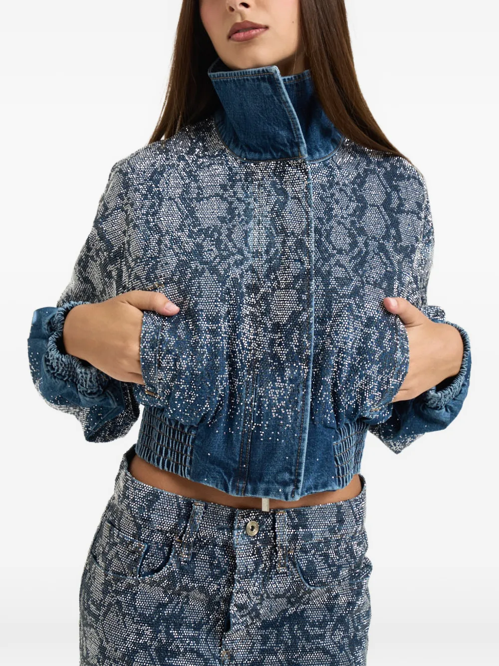 LIU JO Jack verfraaid met stras en slangenprint Blauw