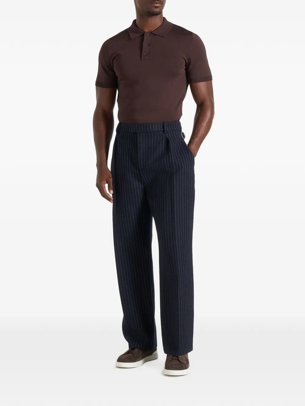 Manière De Voir Dorian wollen plooibroek met krijtstreep Blauw