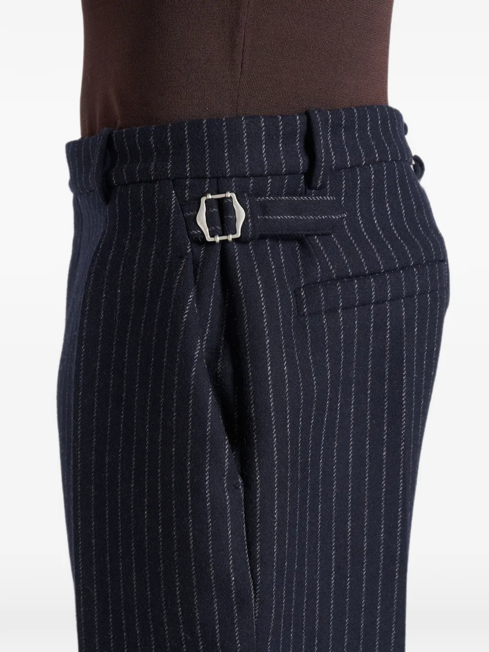 Manière De Voir Dorian wollen plooibroek met krijtstreep Blauw