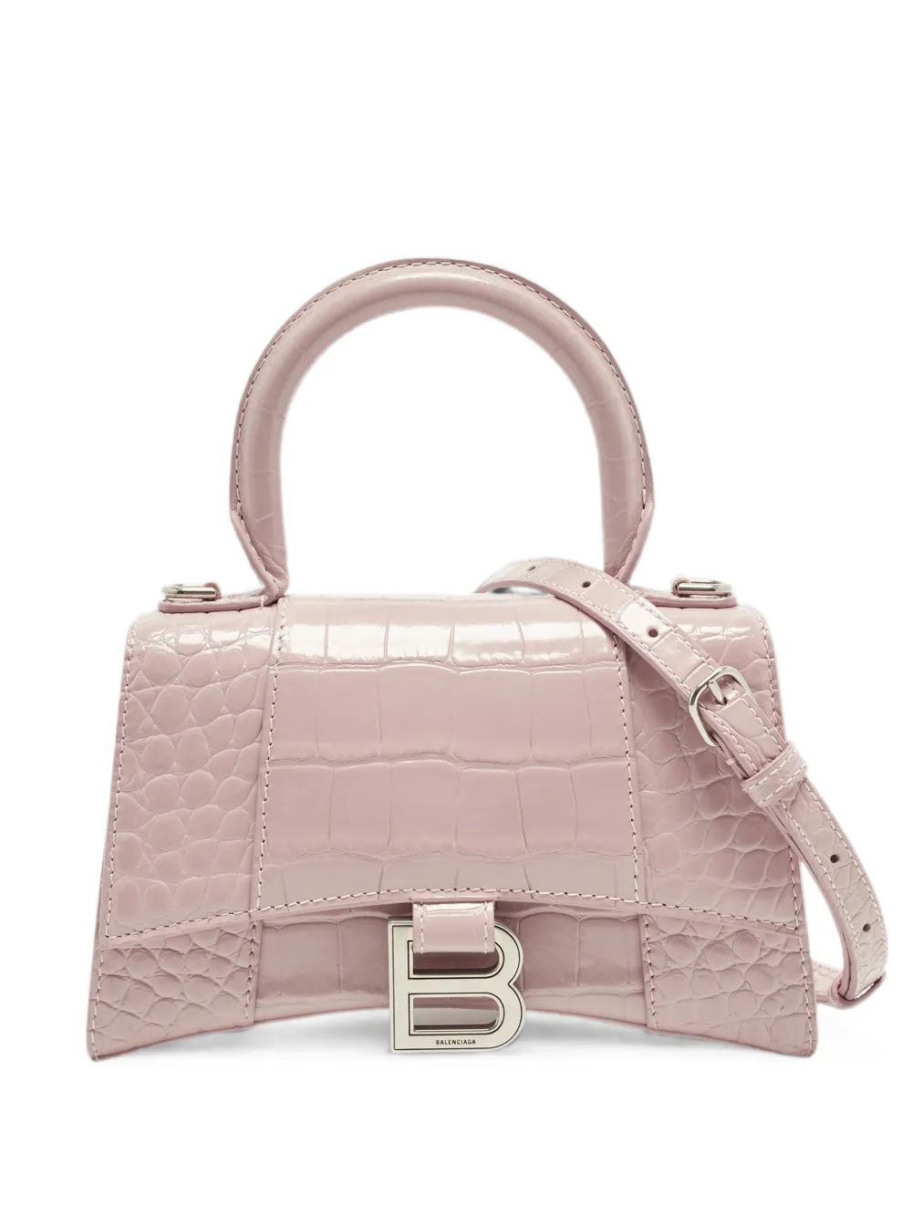 Balenciaga Pre-Owned XS Hourglass crocodile-embossed handbag - Rosa