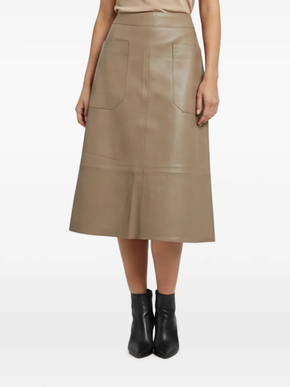 JOSEPH Blomfield nappa leather midi skirt - Nude