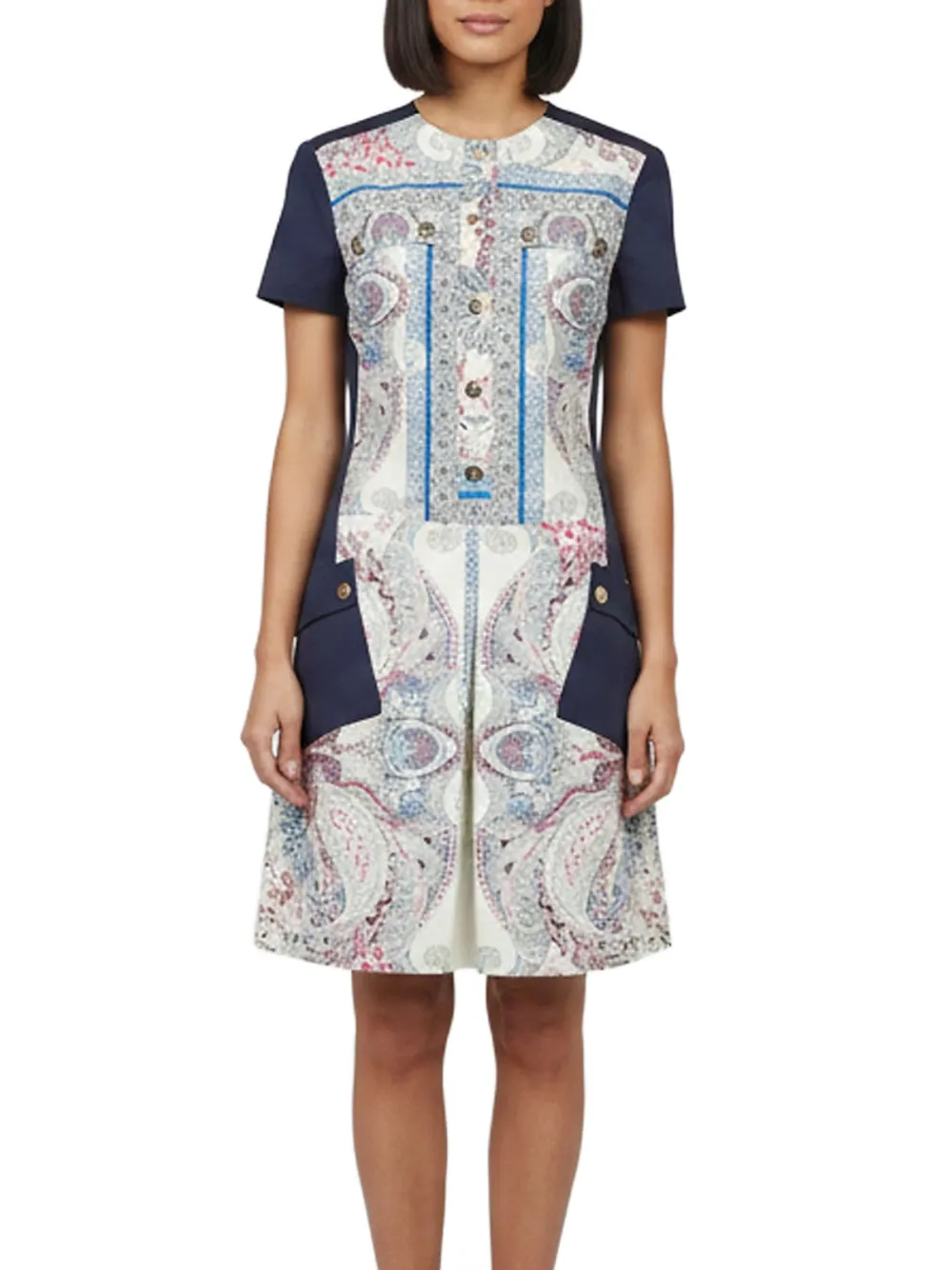 Etro Pre-Owned paisley-print short-sleeve midi dress - Blau