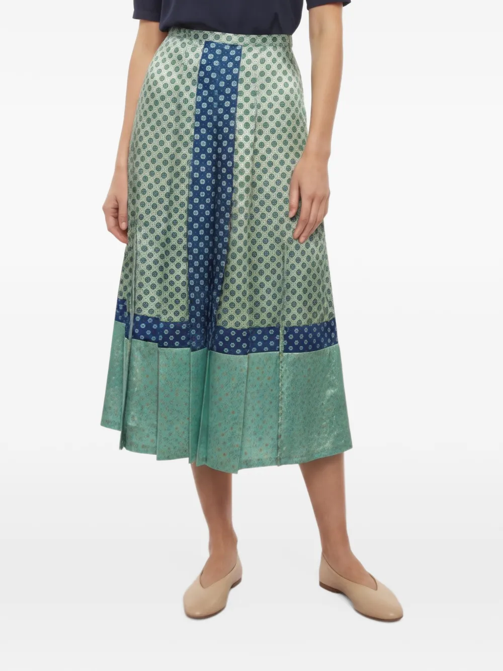SANDRO printed pleated midi skirt - Grün