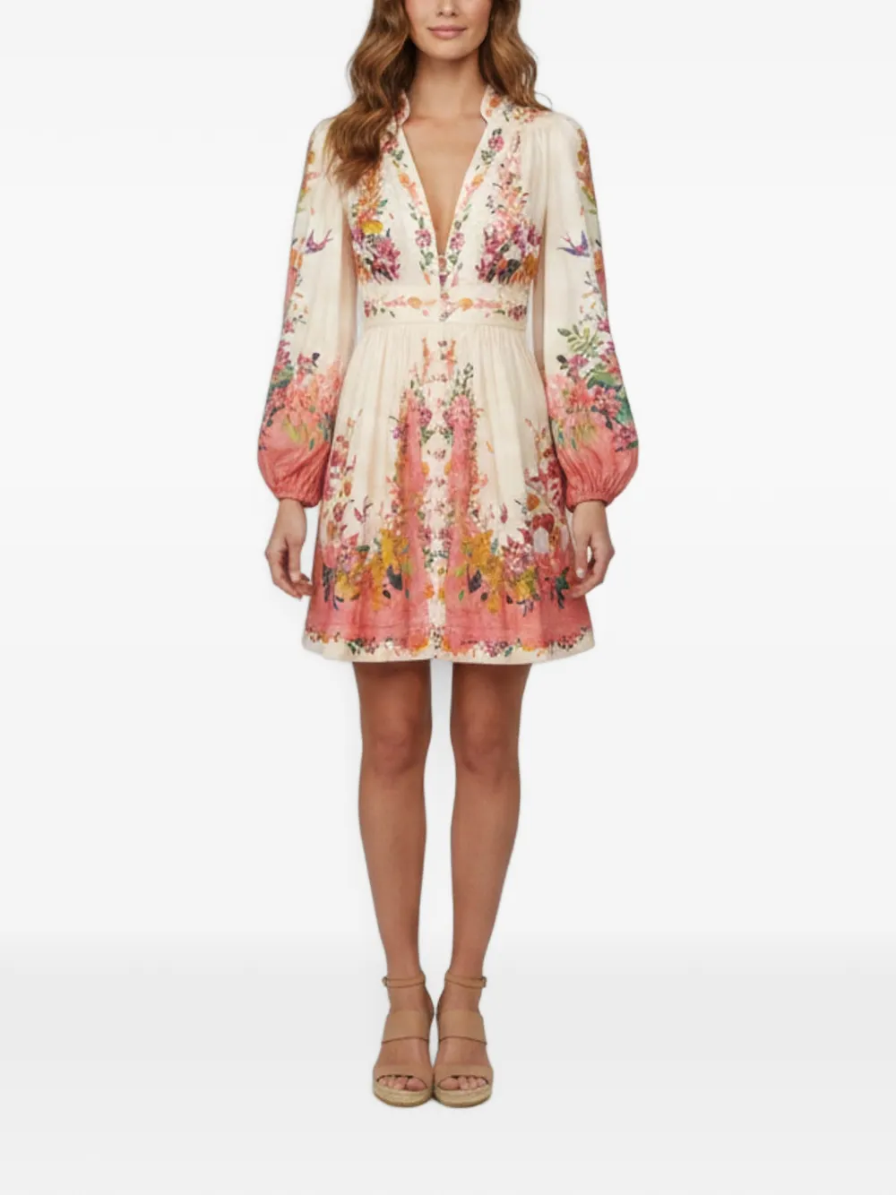 ZIMMERMANN Tropicana floral-print mini dress - Nude