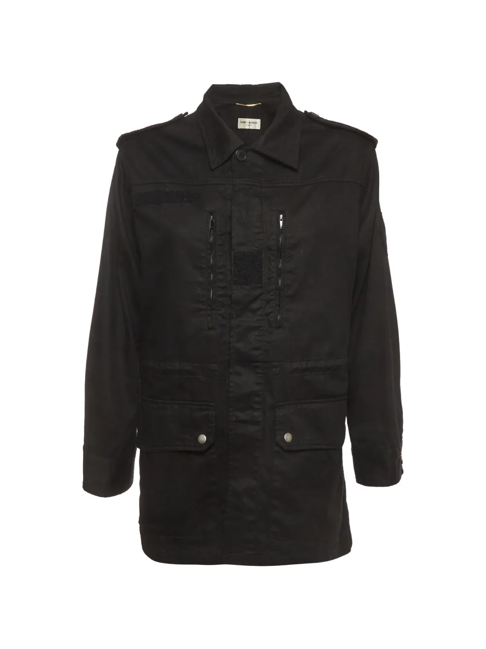 Saint Laurent Pre-Owned logo-patch gabardine jacket - Schwarz
