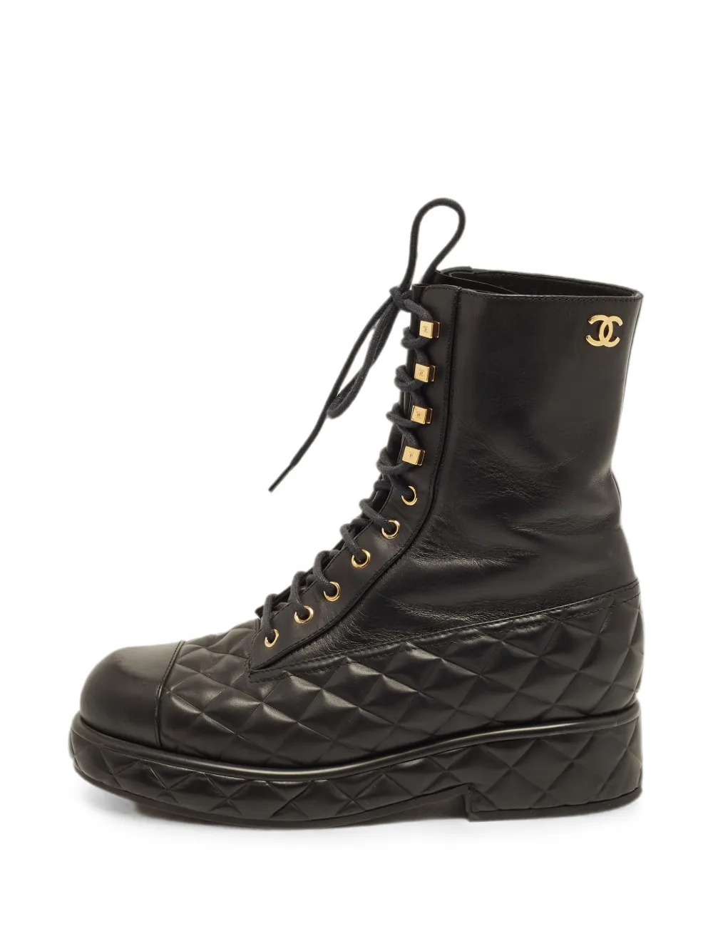 CHANEL Pre-Owned CC-detail combat boots - Schwarz