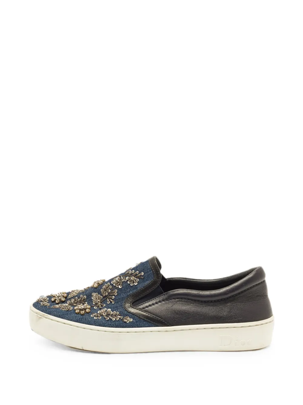 Christian Dior Pre-Owned Happy crystal-embellished slip-on sneakers - Blau