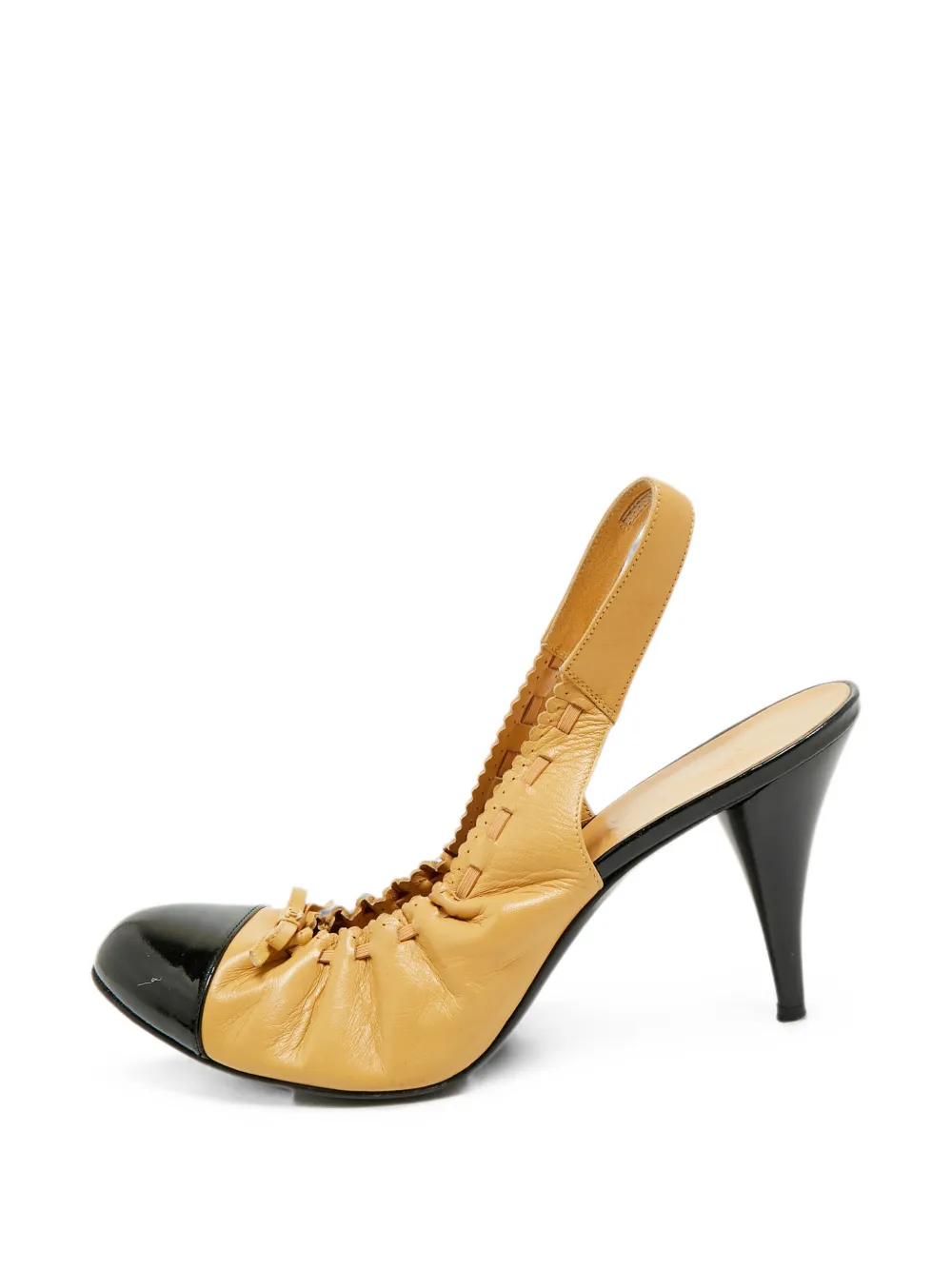CHANEL Pre-Owned bow-detail cap-toe slingback pumps - Nude