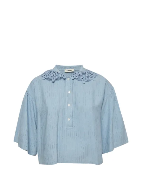 SANDRO Peter-Pan collar pinstripe shirt
