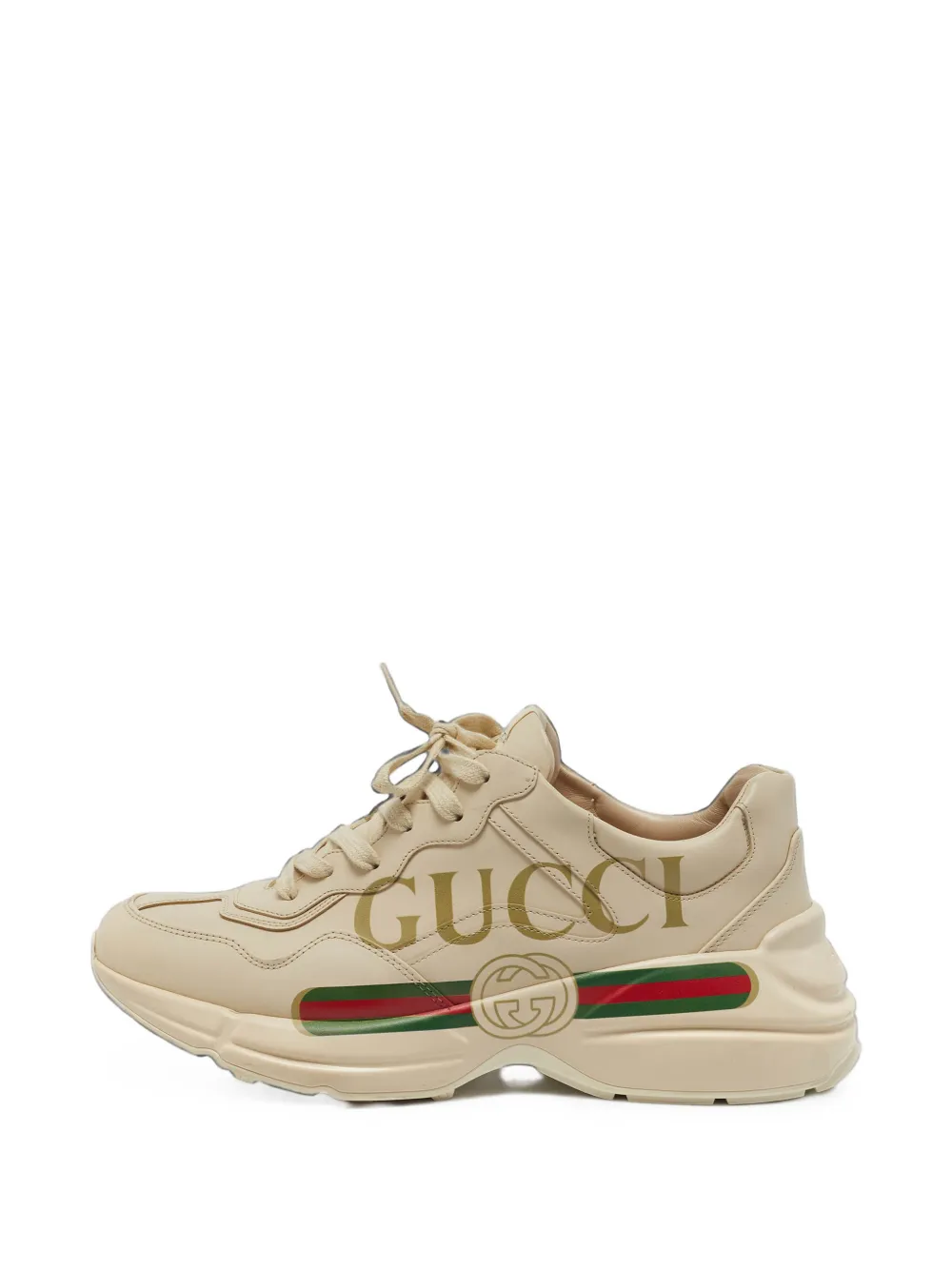 Gucci Pre-Owned Rhyton chunky lace-up sneakers - Nude