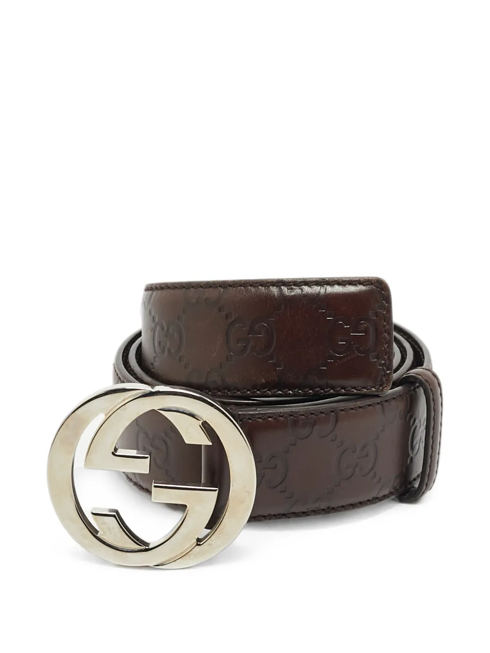 Gucci Pre-Owned Interlocking G Guccissima belt - Braun