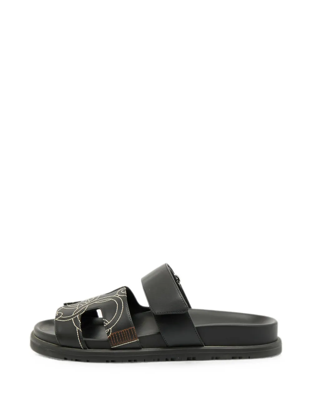 Hermès Pre-Owned Chypre stitch-detail flat sandals - Schwarz