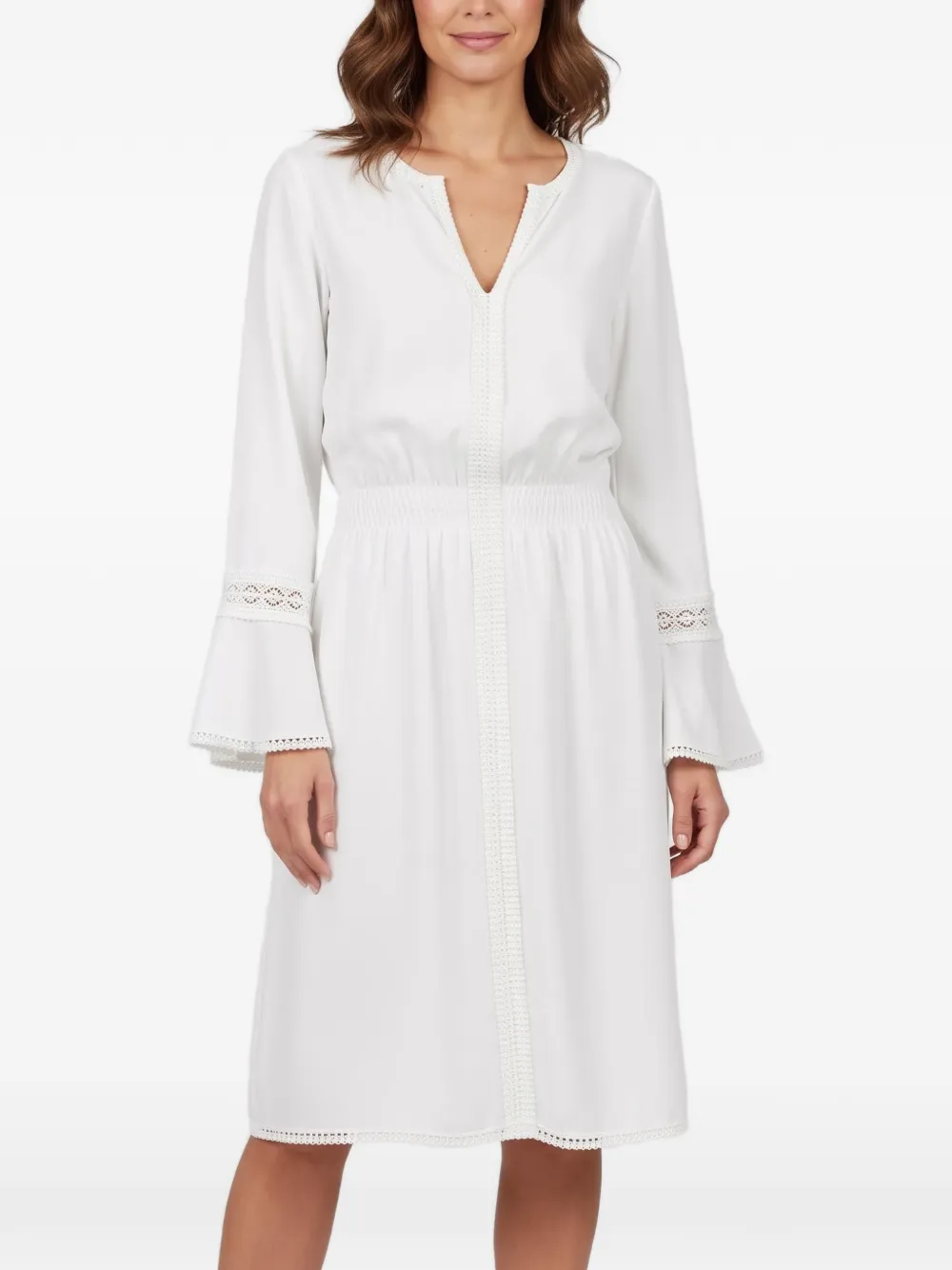 See by Chloé lace-trim crepe midi dress - Weiß