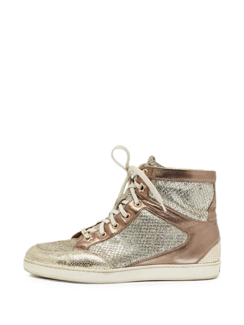 Jimmy Choo Pre-Owned Tokyo glitter high-top sneakers - Gold