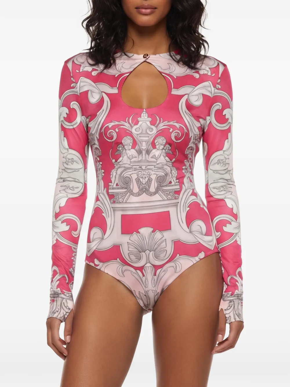 Versace Pre-Owned baroque-print cut-out bodysuit - Rosa