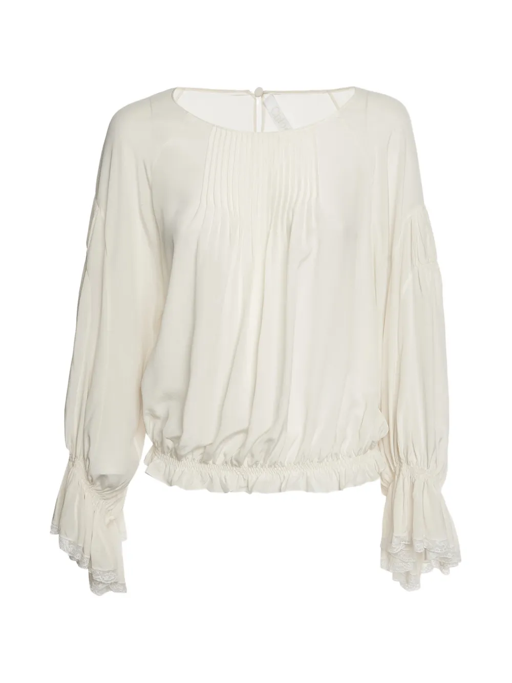 Chloé Pre-Owned lace-trim ruffled blouse - Toni neutri