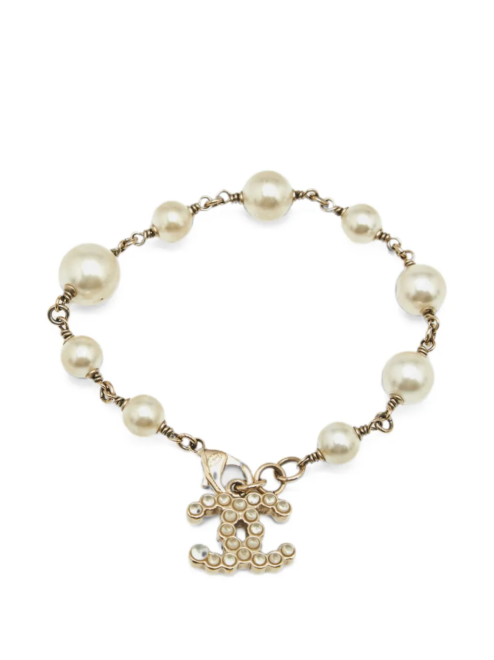 CHANEL Pre-Owned CC faux-pearl bracelet - Gold