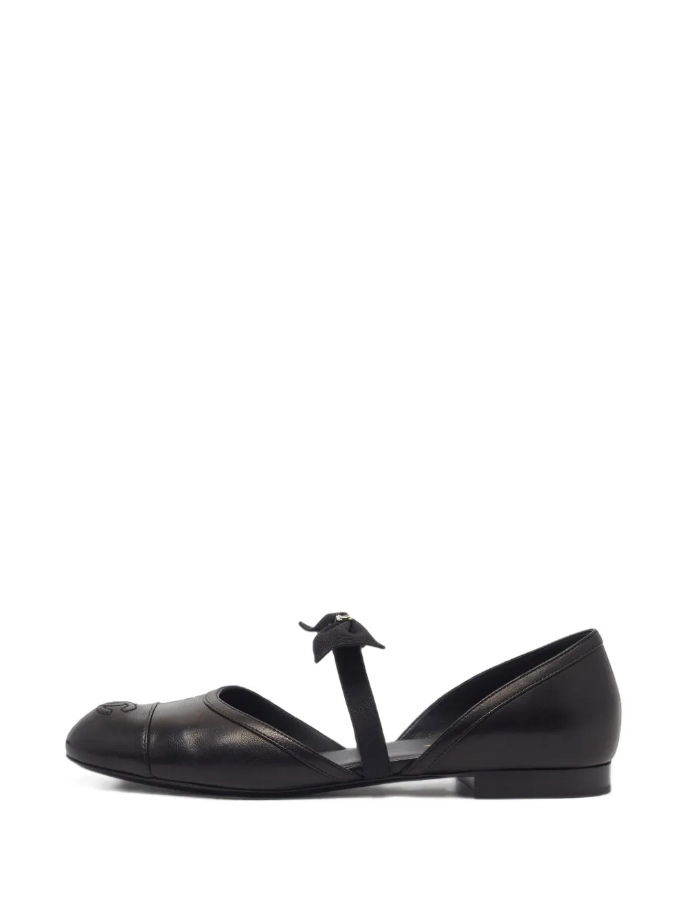 CHANEL Pre-Owned bow-strap ballet flats - Schwarz