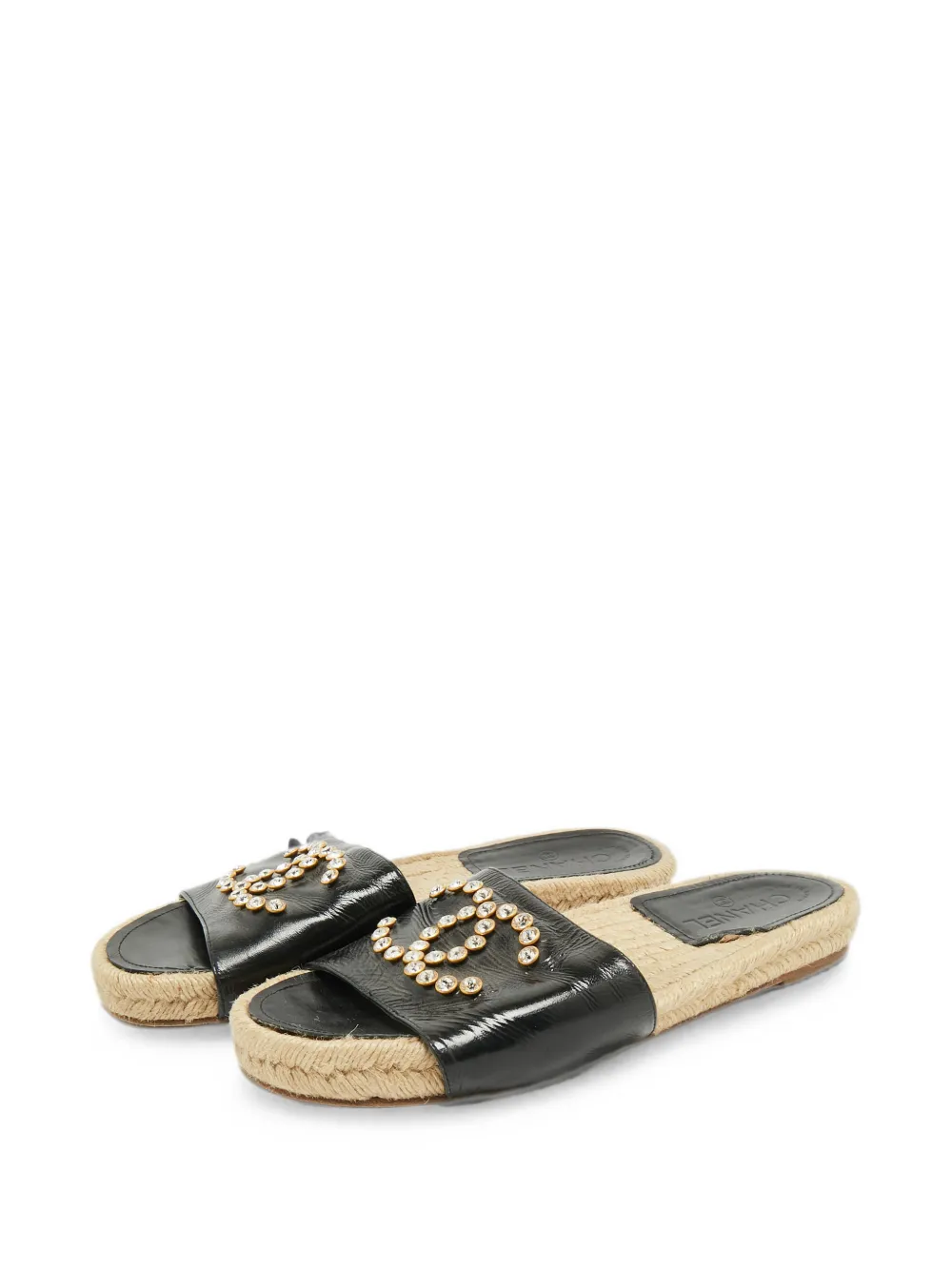 CHANEL Pre-Owned CC crystal-embellished flat espadrilles - Schwarz