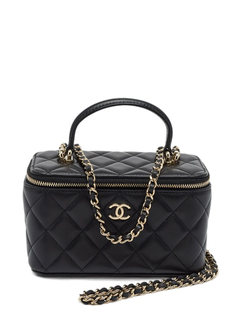 Pre-owned Chanel Vanity Case Tote Bag In Black