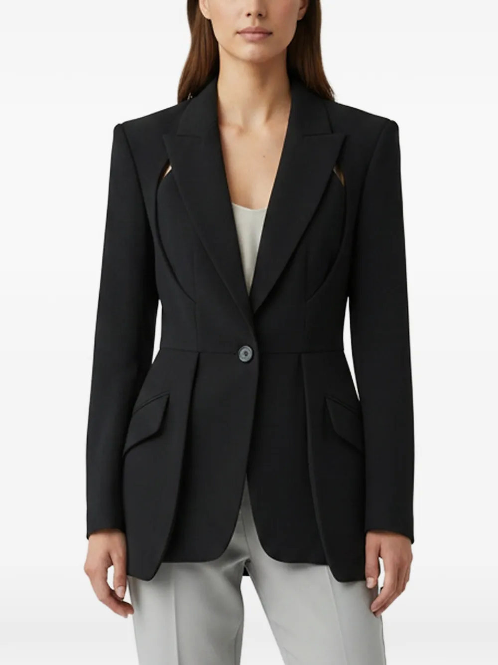Pre-owned Alexander Mcqueen Cut-out Single-breasted Blazer In Black