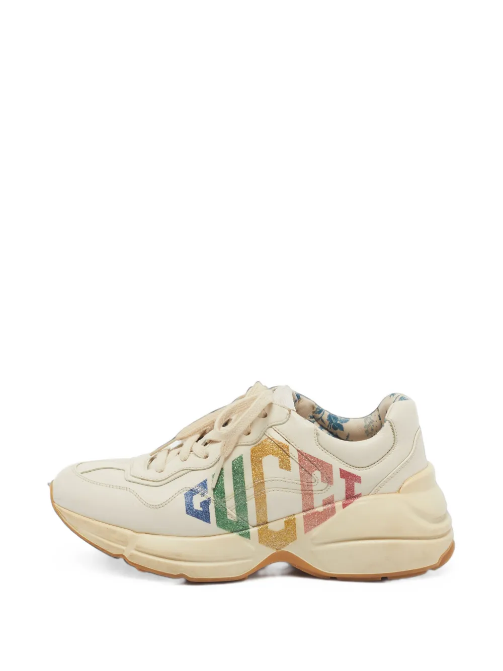 Gucci Pre-Owned Rhyton logo-print sneakers - Nude