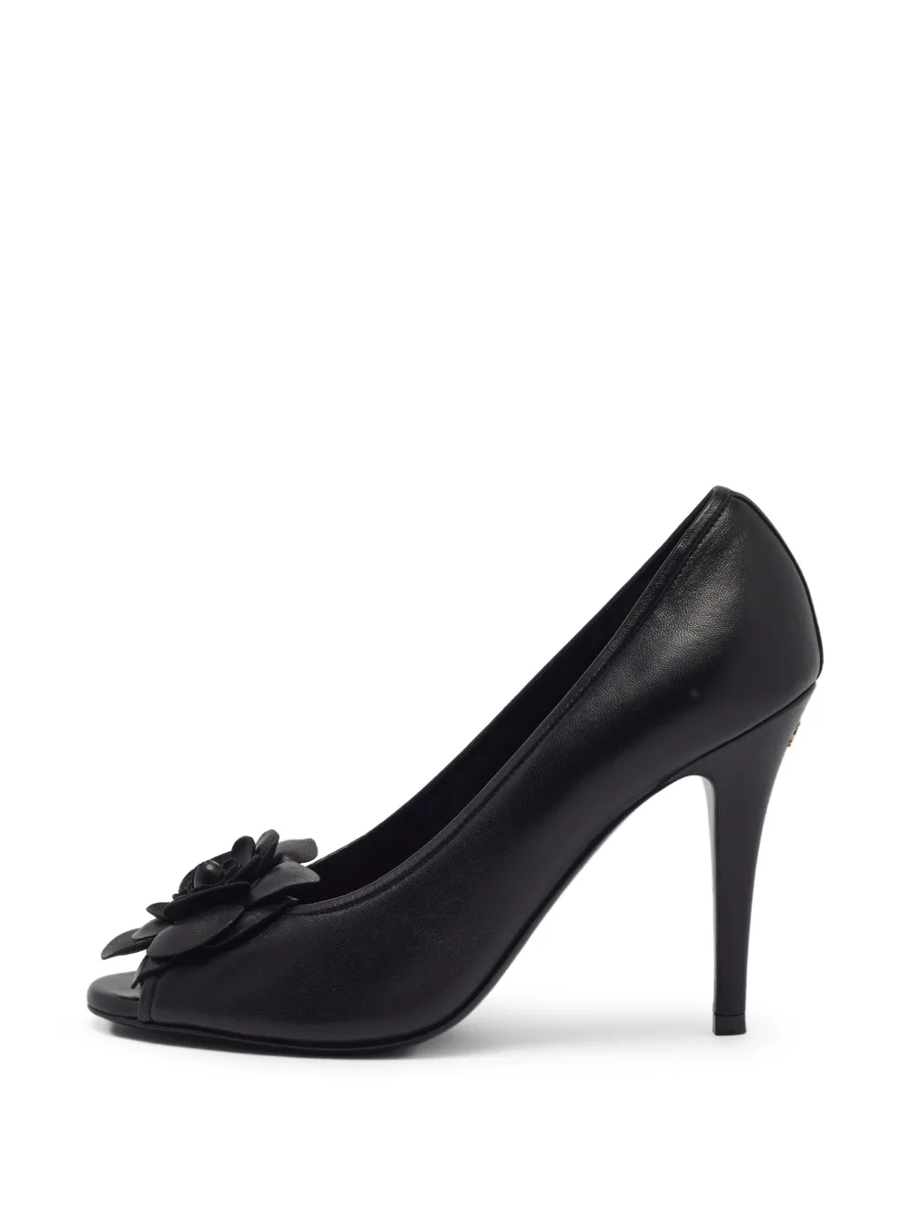 CHANEL Pre-Owned escarpins Camellia à bout ouvert - Noir CHANEL Pre-Owned escarpins Camellia à bout ouvert - Noir