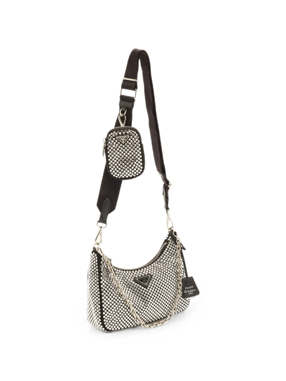 Prada Pre-Owned Re-Edition 2005 crystal-studded shoulder bag - Argento