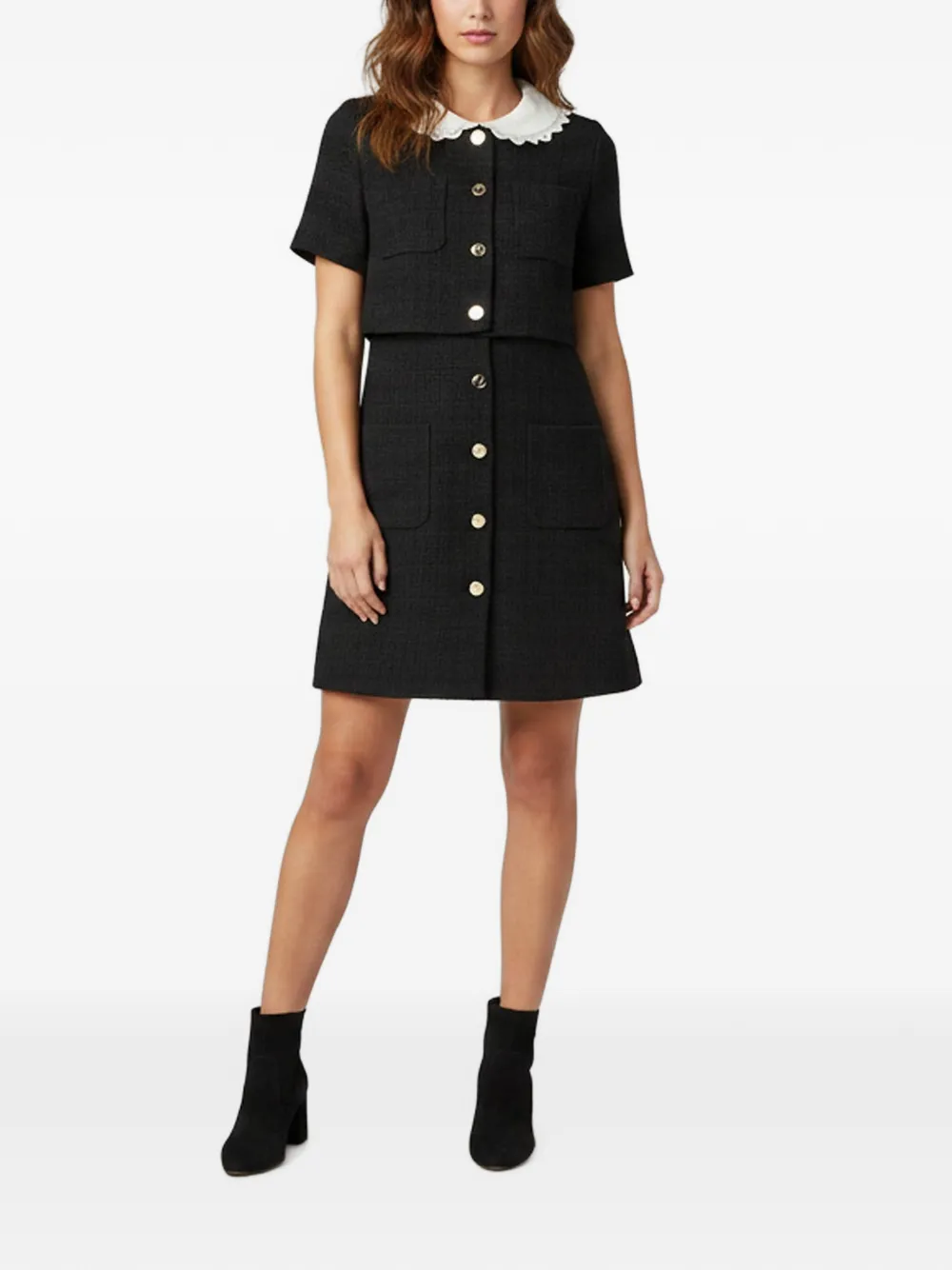 SANDRO tweed button-front mini dress - Black