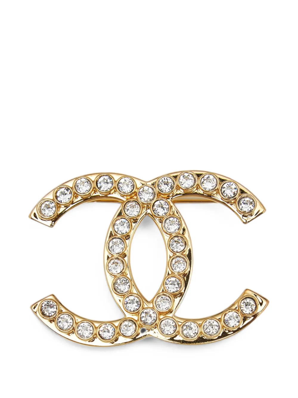 CHANEL Pre-Owned CC crystal brooch - Gold