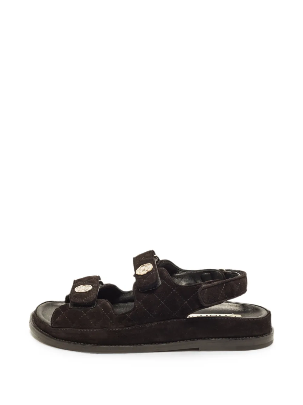 CHANEL Pre-Owned touch-strap flat sandals - Schwarz