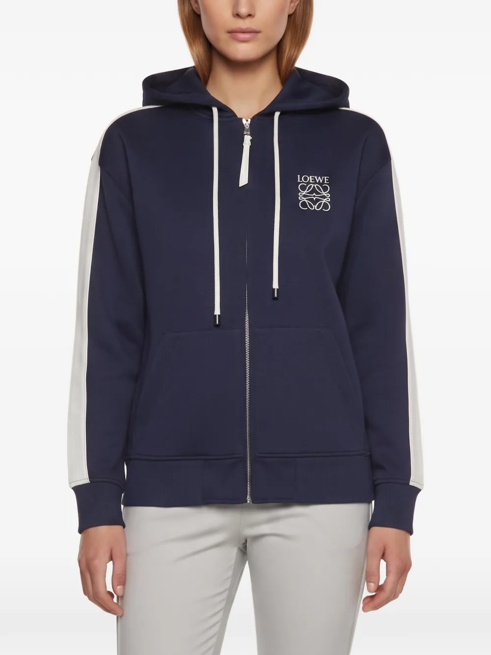 Loewe Pre-Owned Anagram side-stripe hoodie - Blau