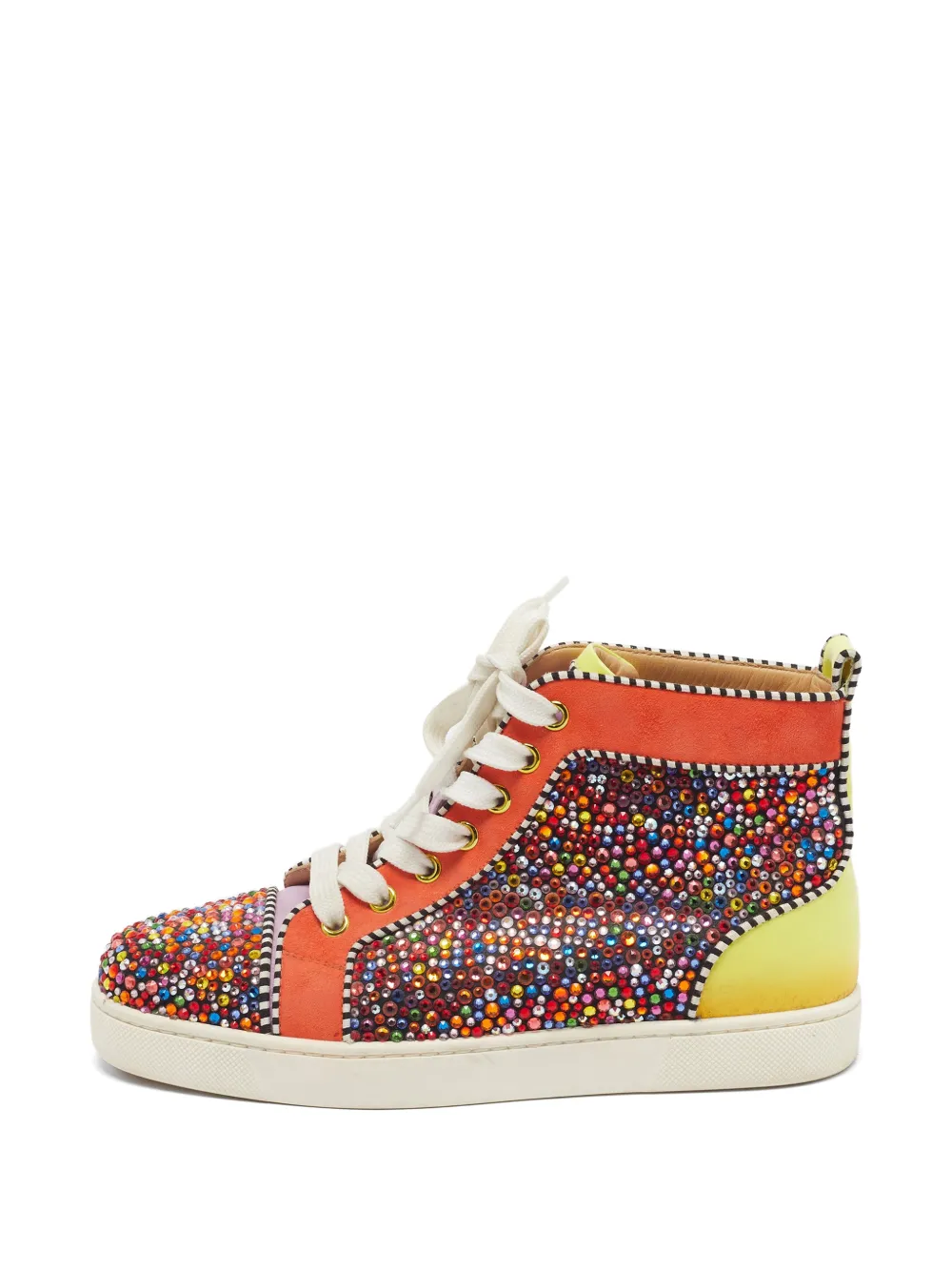 Christian Louboutin Pre-Owned Louis strass-embellished high-top sneakers - Orange